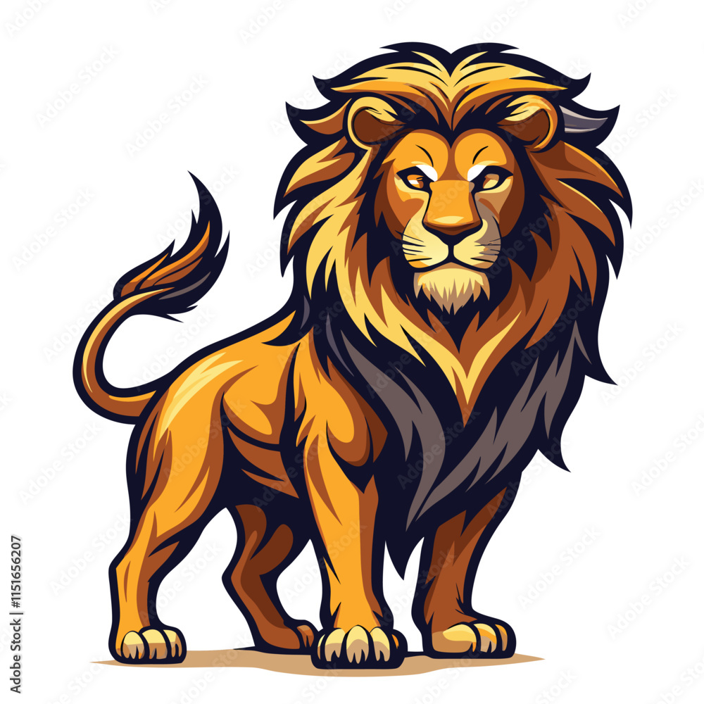 Fototapeta premium A lion illustration, lion cartoon isolated on white background
