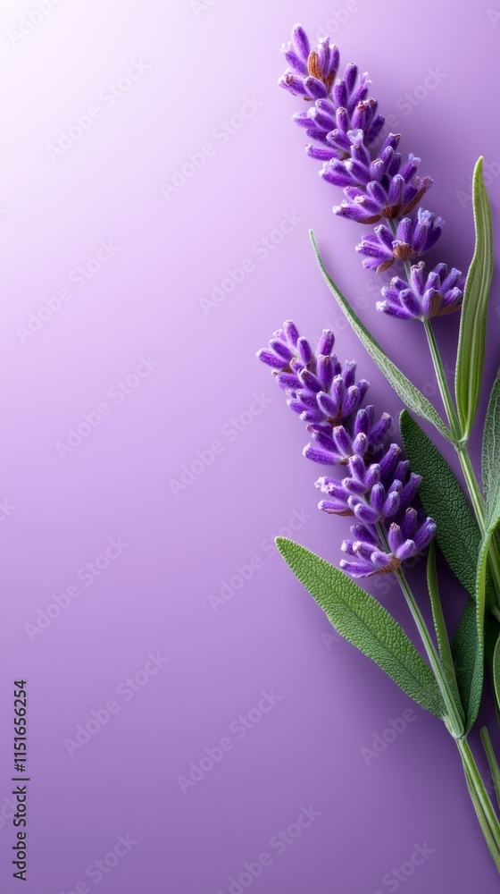 Naklejka premium A bunch of lavender flowers on a purple background