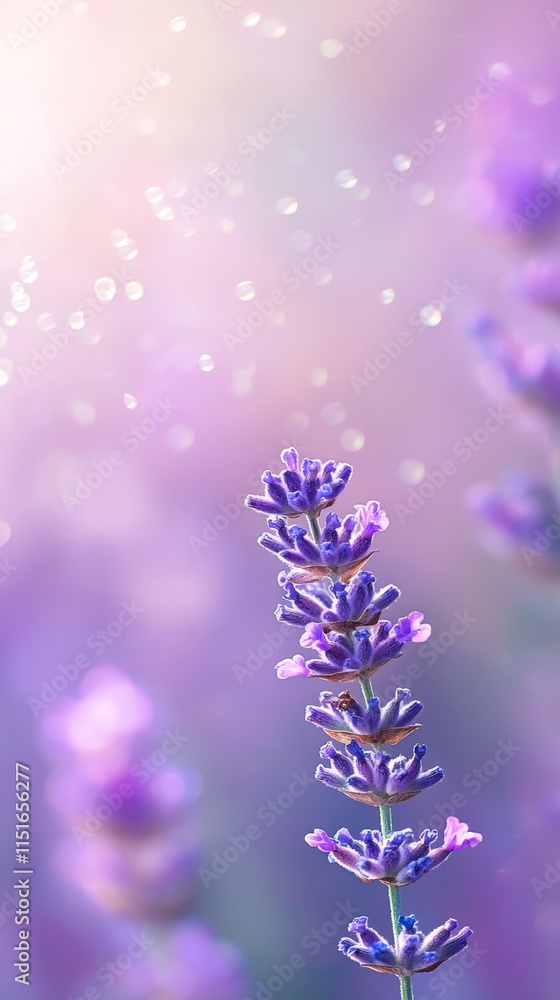 Fototapeta premium A close up of a lavender flower with water droplets on it