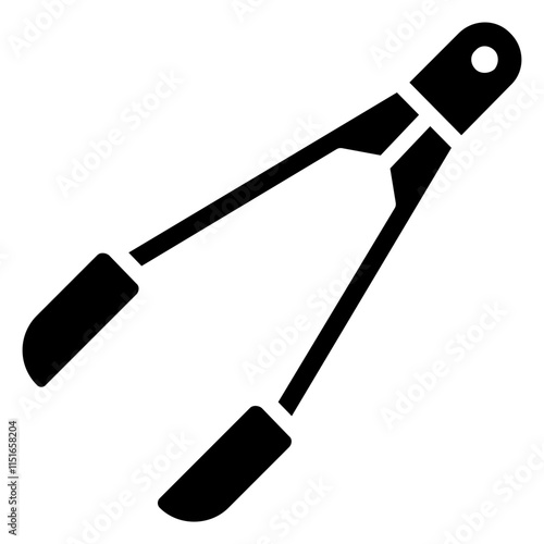 Tongs Glyph Icon, Black And White Glyph Icon Symbol