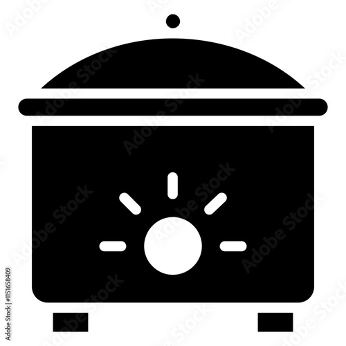 Slow Cooker Glyph Icon, Black And White Glyph Icon Symbol