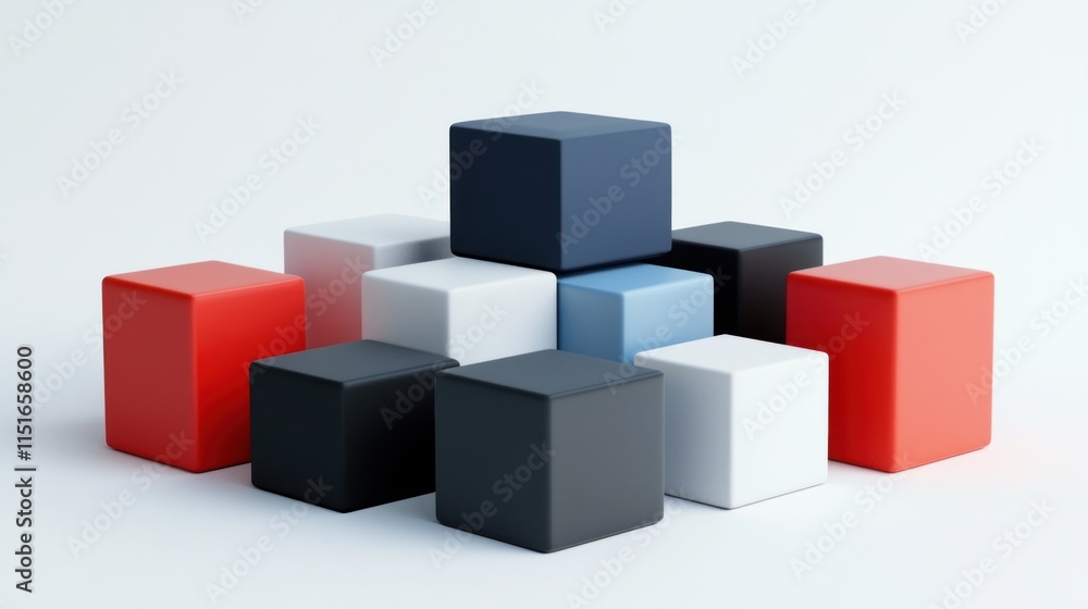 Abstract Composition of Colorful Cubes Arranged in a Pyramid Structure Abstract Composition of Colorful Cubes Arranged in a Pyramid Structure