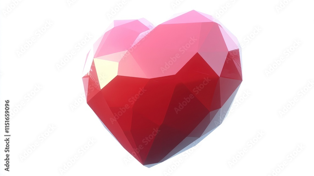 Low-poly red heart isolated on white. Low-poly red heart isolated on white.