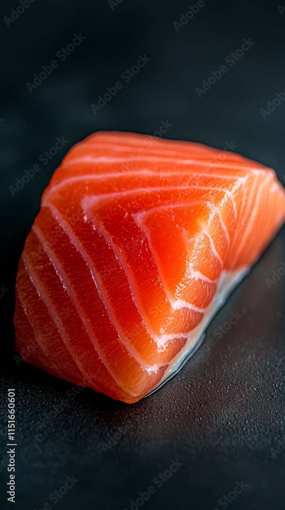 A piece of salmon sitting on top of a table A piece of salmon sitting on top of a table