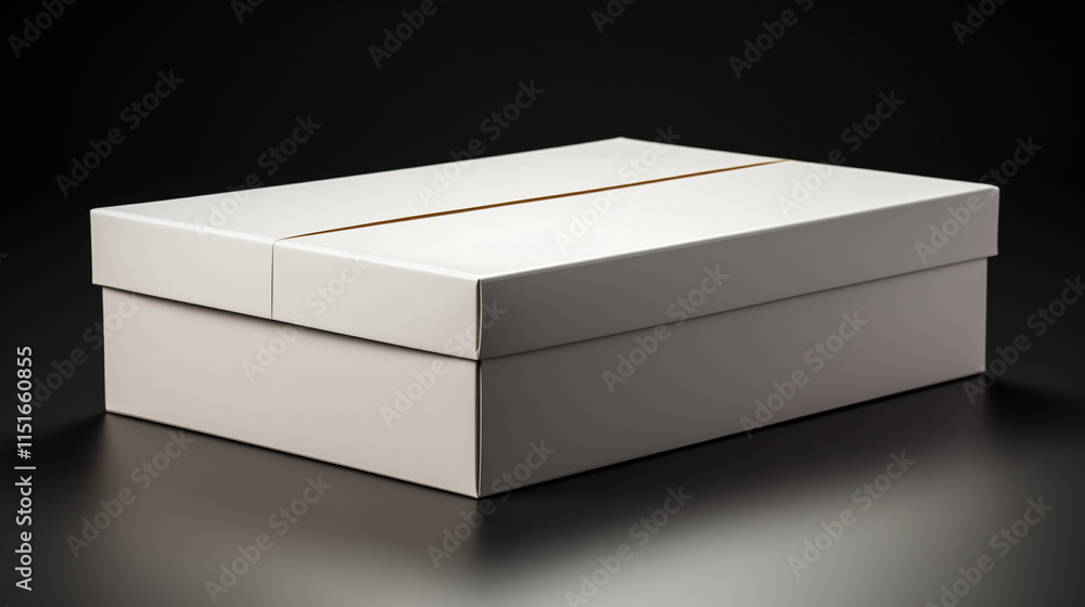 Naklejka premium Elegant mockup of a white box with a lid on a dark background, featuring copy space for branding
