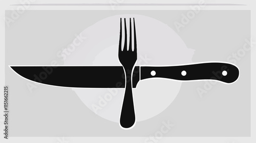 Modern Silhouette Shape of Table Knife in Black and White Vector Illustration