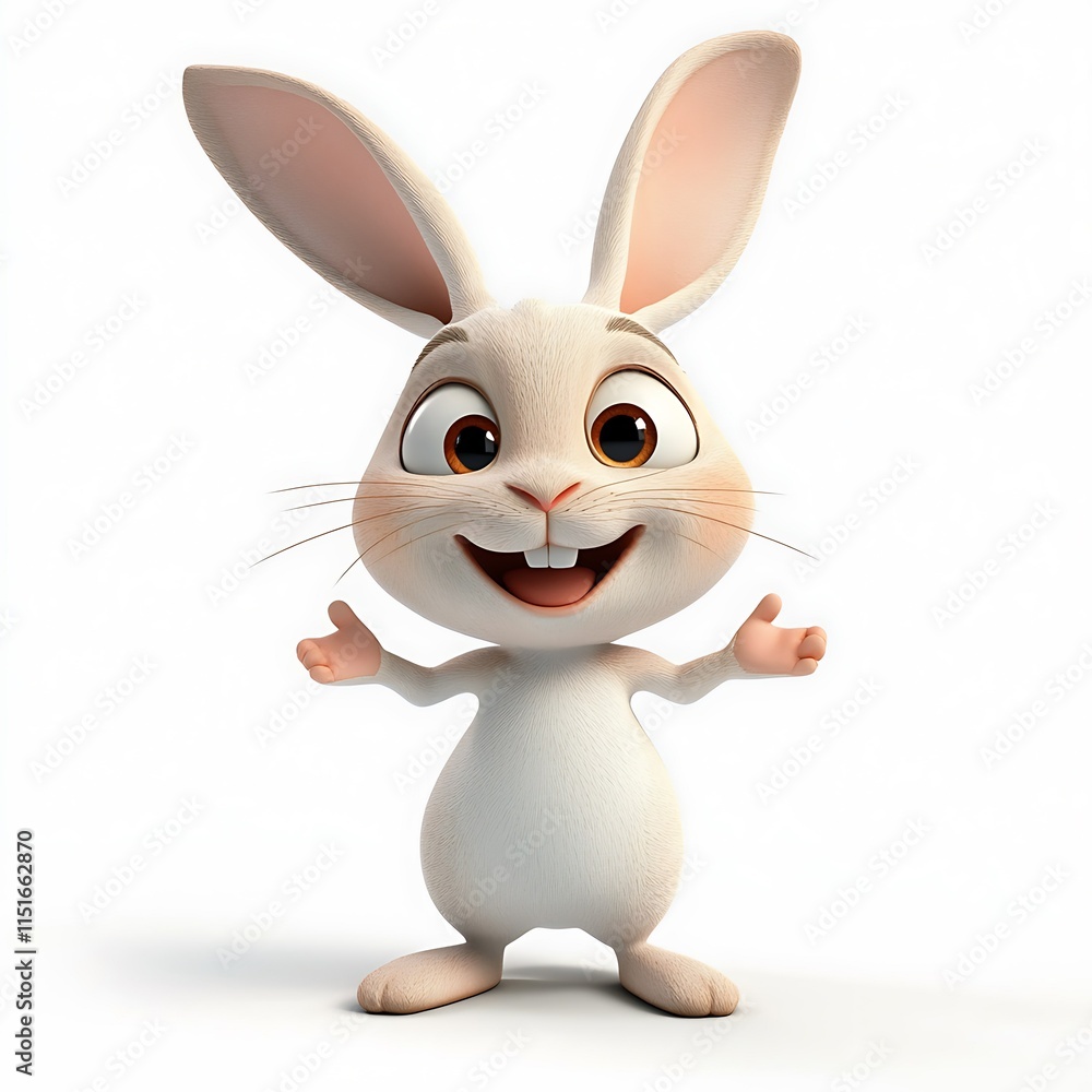Cute cartoon bunny rabbit with welcoming gesture. Cute cartoon bunny rabbit with welcoming gesture.