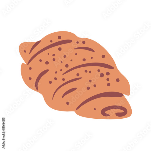 Bakery product. Bread made from wheat flour. Food and cooking. Flat vector illustration isolated on white background