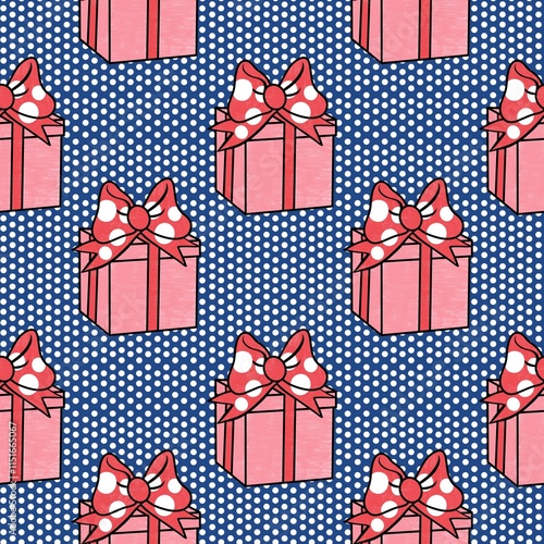Cartoon style line drawing cute gift box colorful miscellaneous gift wrapping paper fashion clothing interior decoration industry children's clothing