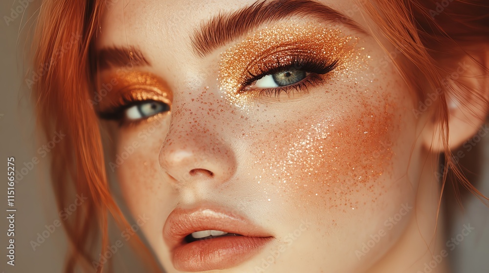A luxurious blend of warm copper and gold glitter for an autumnal look A luxurious blend of warm copper and gold glitter for an autumnal look