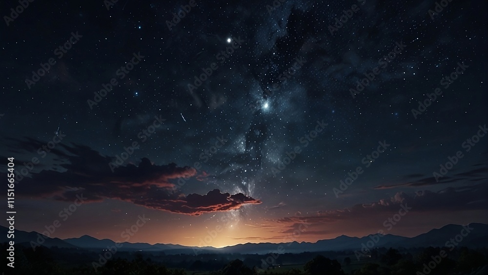 Fototapeta premium stars and clouds. Night sky space with clouds and stars