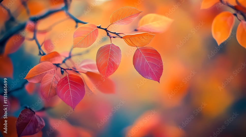 Close-up of Vibrant Autumn Leaves on a Branch Close-up of Vibrant Autumn Leaves on a Branch