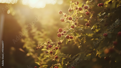 A photo of blackberry bush in summer day.