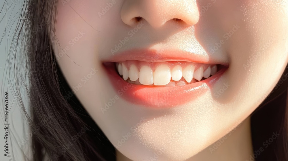 Close-up Smiling Woman's Lips & Teeth - • Skincare & Beauty Close-up Smiling Woman's Lips & Teeth - • Skincare & Beauty
