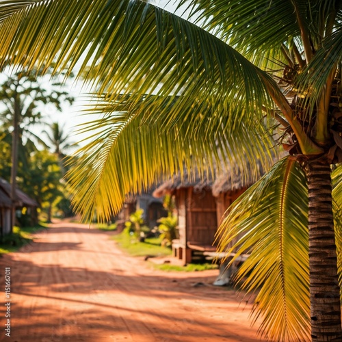 beach way with palm trees