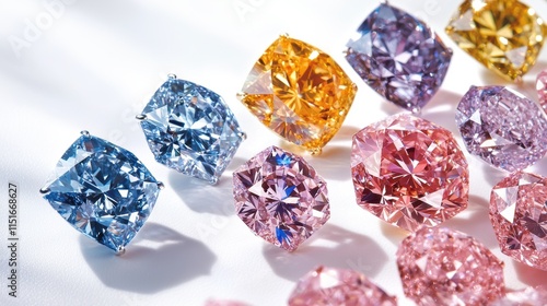 High-fidelity display of colored diamond jewelry close-up radiance in luxury