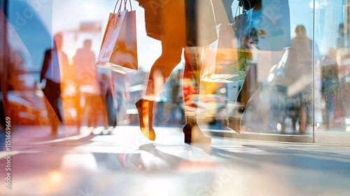 Consumer Trends and behavior and branding Concept. Shopping Scene with Colorful Reflections and Light