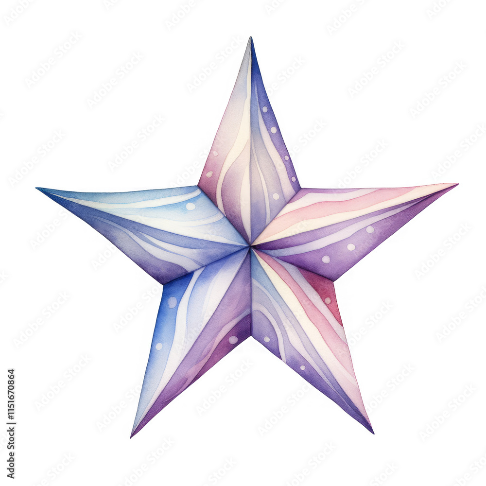 Obraz premium Watercolor Painted Star Festive Decoration Design