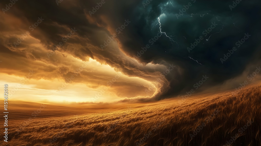 Stormy Sunset over Golden Wheat Field Stormy Sunset over Golden Wheat Field