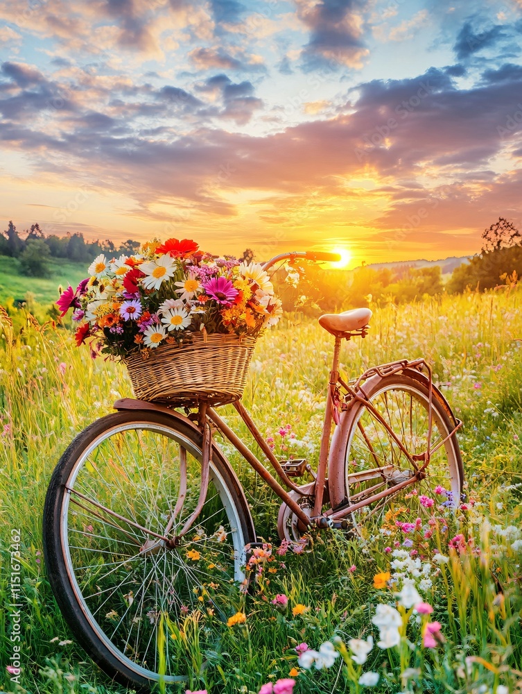 Fototapeta premium bicycle and flowers