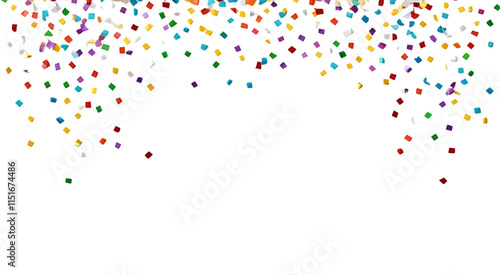 realistic and colorful confetti flying on trasparent background.