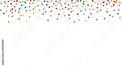 realistic and colorful confetti flying on trasparent background.