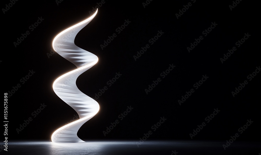 Obraz premium Abstract illuminated sculpture with a twisting form.