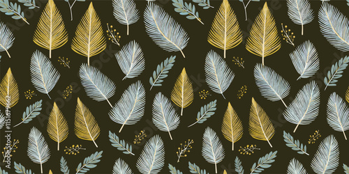 Abstract Leaf seamless vector repeat, original artwork perfect for modern textiles, wallpaper, and refined wrapping.