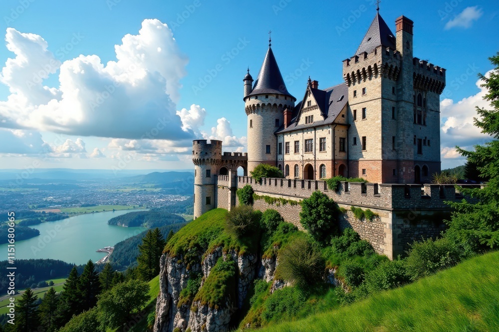 custom made wallpaper toronto digitalHigh castle keep with battlemented roof and narrow windows, fortress , gothic architecture