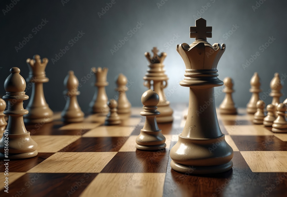 3d animation, chess game battle, white king chess piece jumps down, aggressive attack, all pawns fall down. Successful strategy, champion metaphor, leadership concept 3d animation, chess game battle, white king chess piece jumps down, aggressive attack, all pawns fall down. Successful strategy, champion metaphor, leadership concept