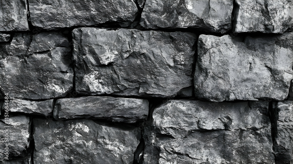 Fototapeta premium Textured Stone Wall: A Monochromatic Masterpiece