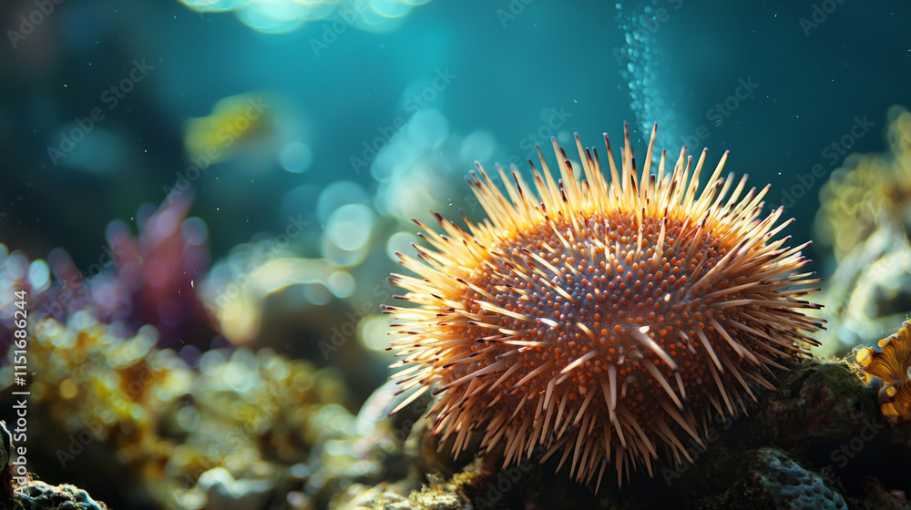 Fototapeta premium Vibrant sea urchin in colorful underwater world of the ocean
