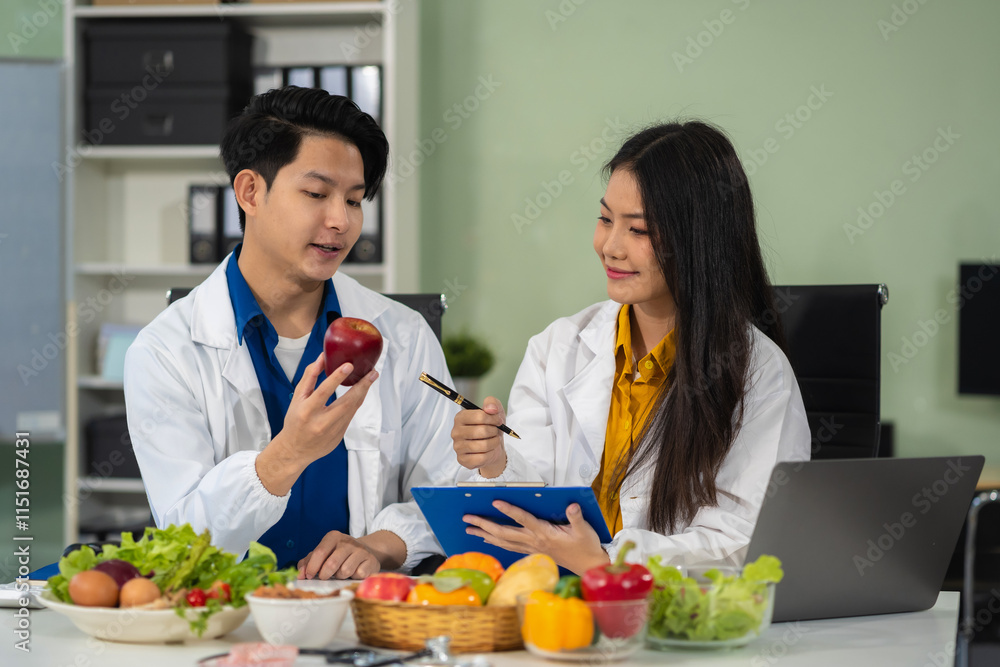 Microbiologists and nutrition experts analyze molecular samples in advanced food science labs, exploring innovations in nutrition, psychiatry, and health science research.