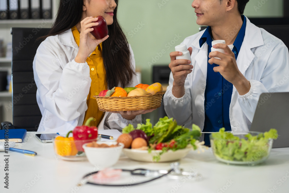 Microbiologists and nutrition experts analyze molecular samples in advanced food science labs, exploring innovations in nutrition, psychiatry, and health science research.
