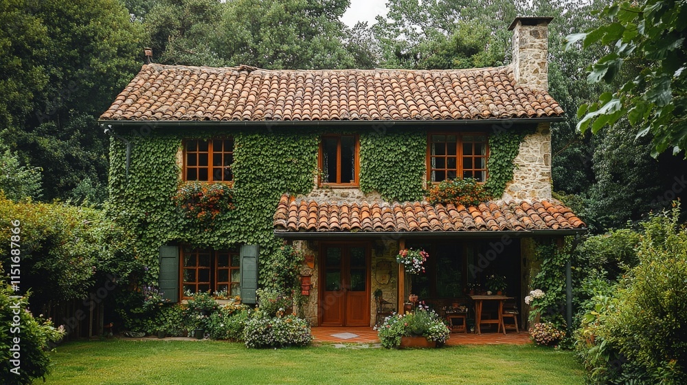Peaceful Countryside House with Lush Greenery Peaceful Countryside House with Lush Greenery