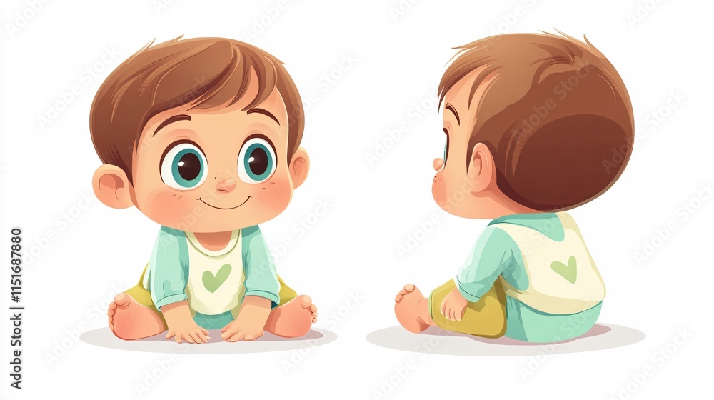 Adorable Single Flat 2D Vector Baby Illustration Cartoon Adorable Single Flat 2D Vector Baby Illustration Cartoon