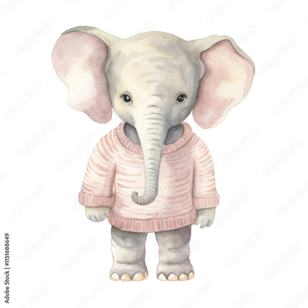 Adorable Baby Elephant Wearing Striped Sweater Adorable Baby Elephant Wearing Striped Sweater