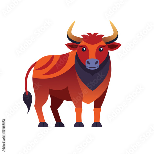 Ox Cartoon Colored Clipart Illustration Free Vector 