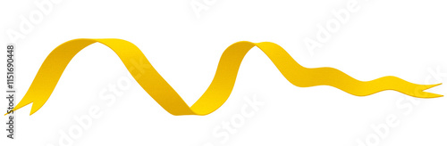 Gold ribbon satin bow curly scroll isolated on transparent background for Christmas, birthday and wedding card confetti design decoration