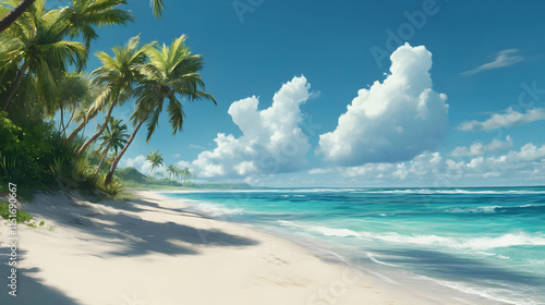 Wallpaper Mural Tropical Beach Paradise: White Sand, Palm Trees, and Azure Ocean Torontodigital.ca