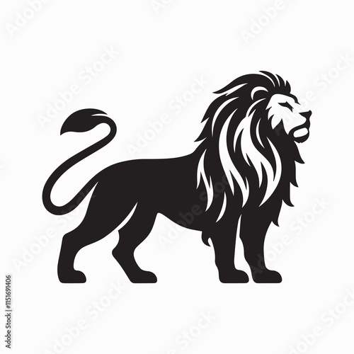 black Lion vector, Lion logo vector icon, Lion illustration design, Lion silhouette vector black and white photo