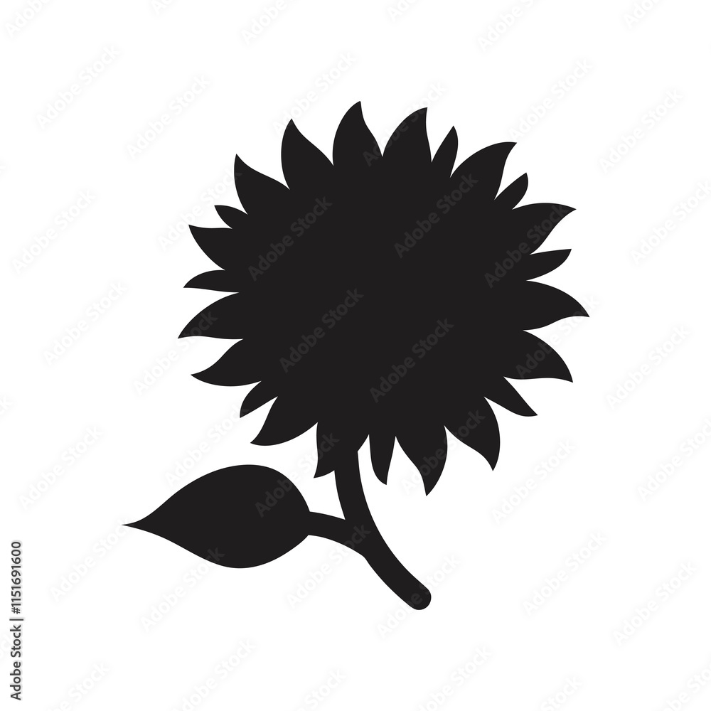 Fototapeta premium Beautiful Sunflower Silhouette Vector Illustration | Floral Design