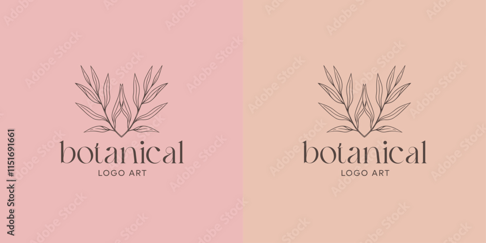 flower leaf boho botanical logo art vector flower leaf boho botanical logo art vector
