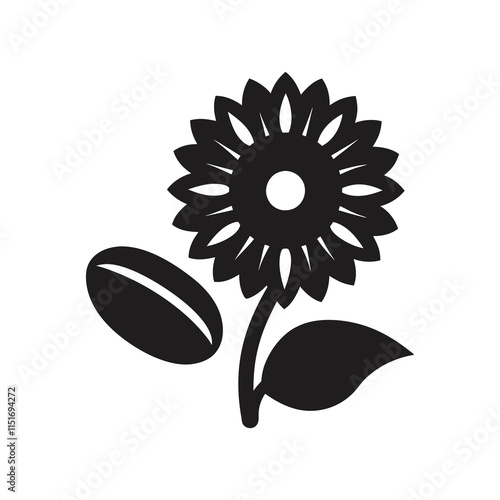 Beautiful Sunflower Silhouette Vector Illustration | Floral Design