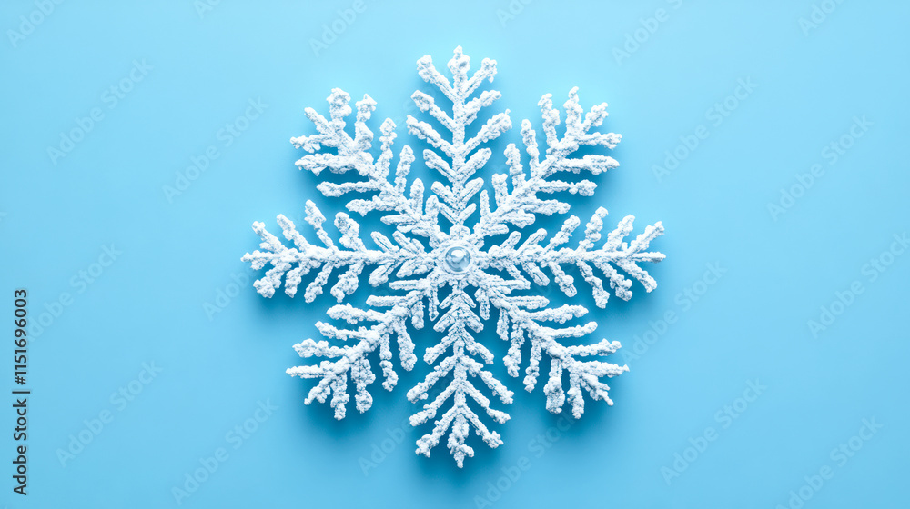 Macro image of snowflake, ice crystal, on blue background Macro image of snowflake, ice crystal, on blue background