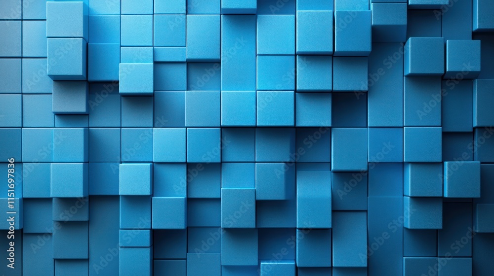 Abstract Blue Cube Mosaic: A 3D Digital Art Piece Abstract Blue Cube Mosaic: A 3D Digital Art Piece