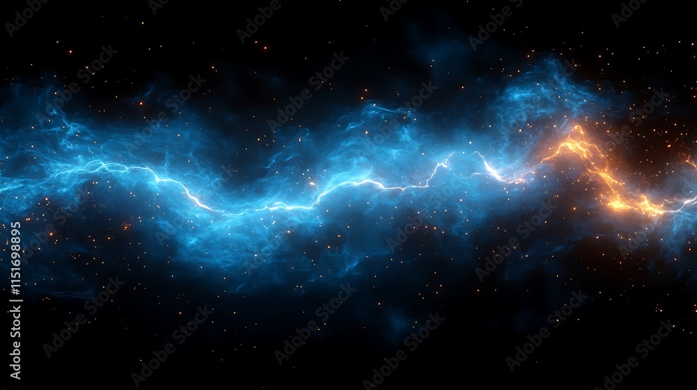 Obraz premium Bright energy and vibrant sparks surround the electric blue lightning bolt wallpaper image