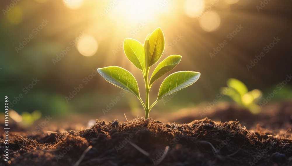 Young Plant Growing In Sunlight Young Plant Growing In Sunlight