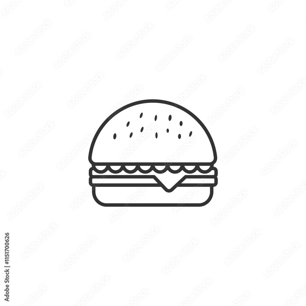 Outline of a Cheeseburger with Lettuce, Tomato, Onion, and a Golden Bun Outline of a Cheeseburger with Lettuce, Tomato, Onion, and a Golden Bun