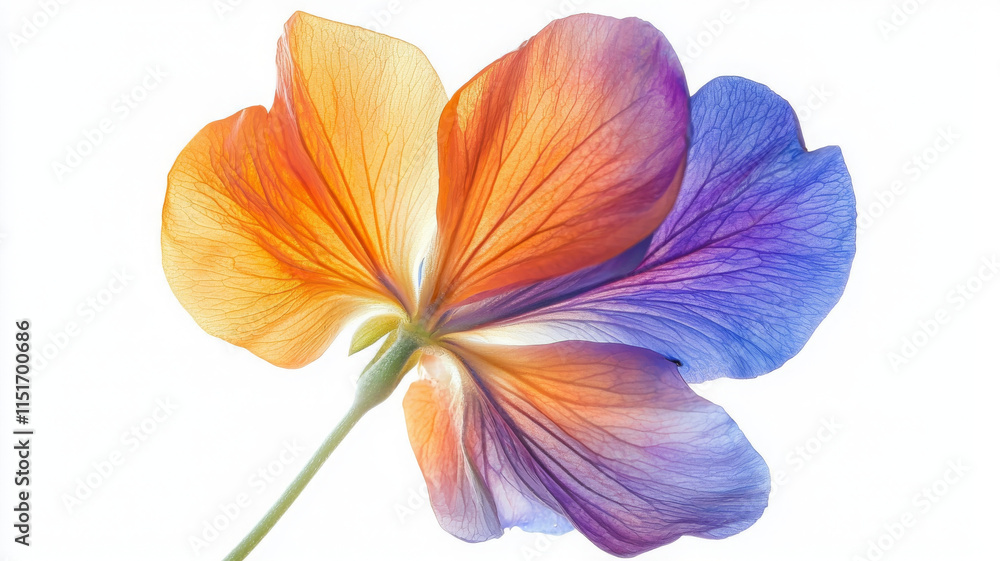 Fototapeta premium Vibrant flower petals in orange and blue hues, beautifully isolated